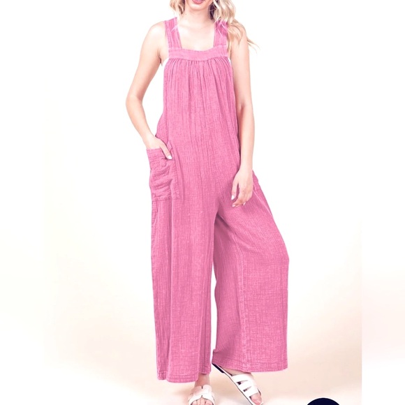 ShopEvelynne Pants - 18 Angela Cotton Gauze Fabulous Wide Leg Jumpsuit